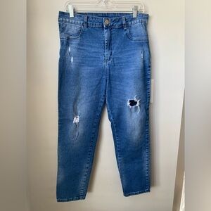 SAWARY Women’s Intentionally Distressed on Front Stretchy Blue Jeans Jeggings